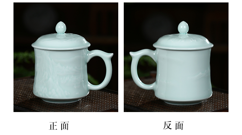 Jingdezhen shadow blue its ceramic tea cup with lid keller cups office boss cup cup gift cup