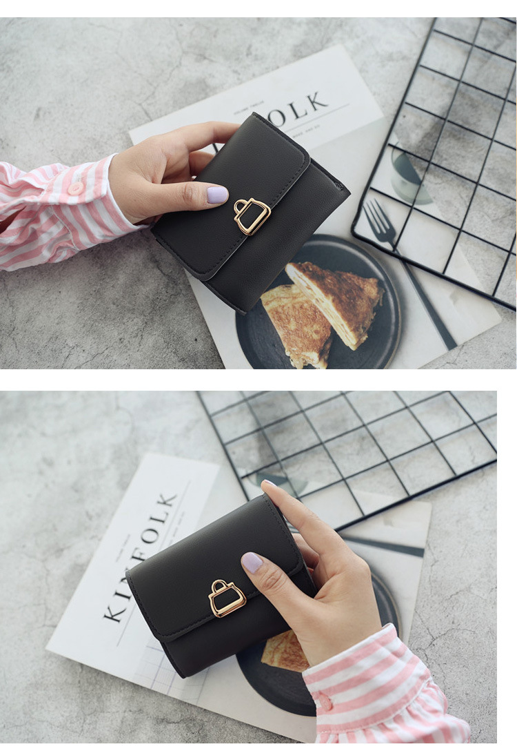 2018 xu hướng thời trang mới Châu Âu và Mỹ phong cách nữ ví ngắn sinh viên cá tính nhỏ khóa kim loại buckle wallet ví nam nhỏ gọn