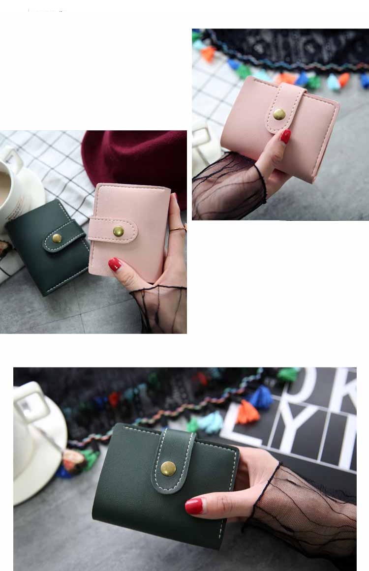 Ví ngắn của phụ nữ khóa hai lần nhỏ nhỏ tươi nhỏ đơn giản retro học ví mini cá tính hoang dã mỏng ví bape