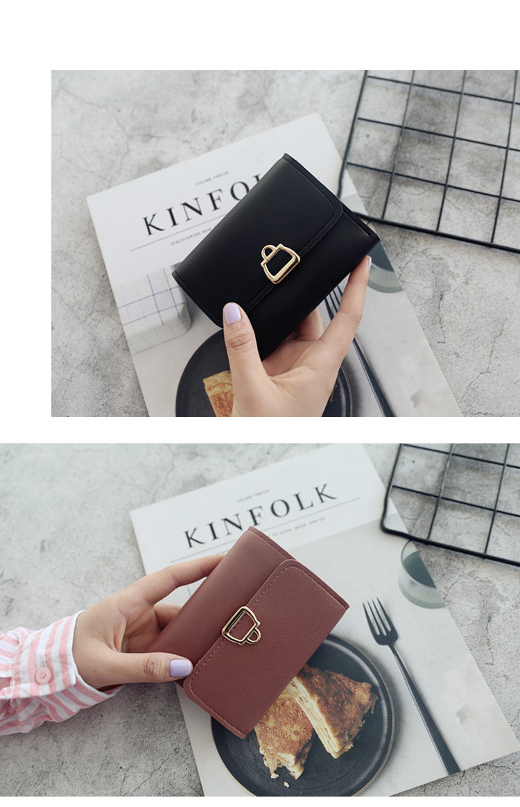 2018 xu hướng thời trang mới Châu Âu và Mỹ phong cách nữ ví ngắn sinh viên cá tính nhỏ khóa kim loại buckle wallet ví nam nhỏ gọn