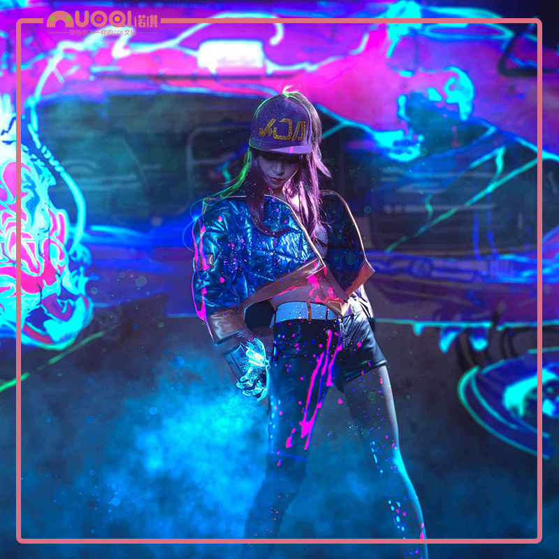 Noqi League of Legends LOL KDA girl group skin shadow fist knot Kali Akali cosplay costume