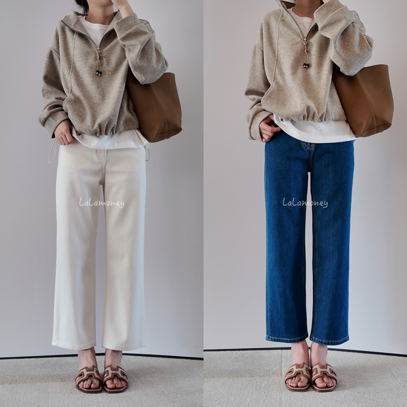 Lalamoney 2026 Summer New Elastic Cigarette Pants for Petite Women, Hip-Covering, Slimming Straight-Leg Jeans for Women