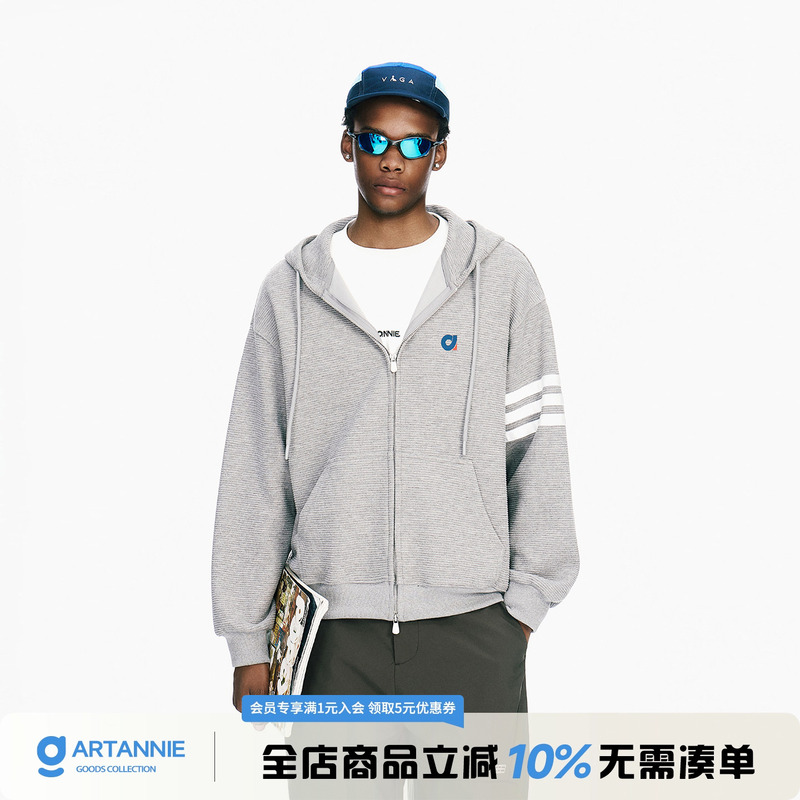 Artannie Waffle Hooded Cardigan Sweatshirt for Men 2026 Autumn New American Style Color-Blocking Couple Sports Jacket Artannie Waffle Hooded Cardigan Sweatshirt for Men 2026 Autumn New American Style Color-Blocking Couple Sports Jacket