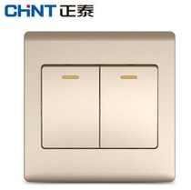  Zhengtai Electrician 7D champagne gold two-open double-control 86 type switch socket wall switch