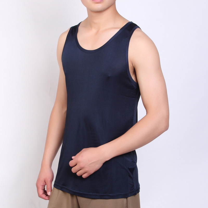 Mulberry Silk Vest Men's Summer Thin size Large Size Loose Knit Genuine Silk Elastic Vest Summer Sports Sleeveless T-shirt