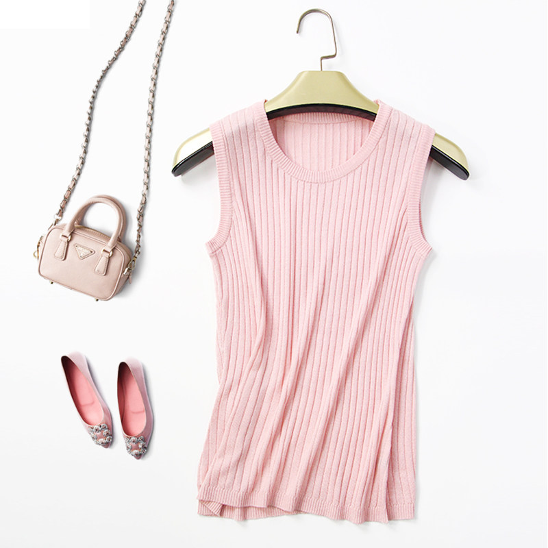 Knitted silk sling Vest Women's interior slim bottoming vest solid color coat mulberry silk sling base shirt female