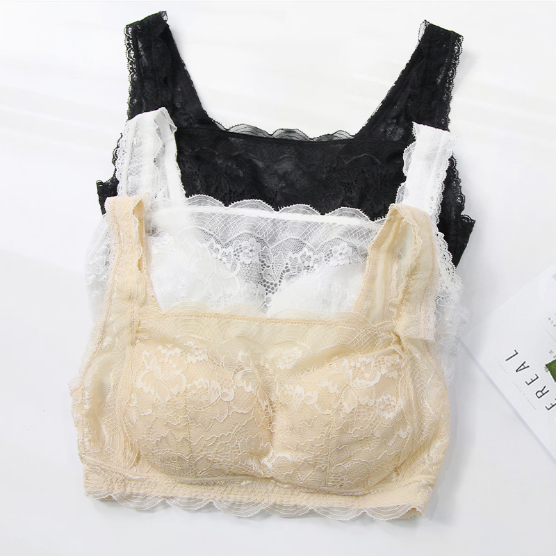 Real Silk Thin style Breasted Free Steel Ring Bra Woman anti-walking light Short Mulberry Silk Wrap Chest Lace Sexy Lingerie