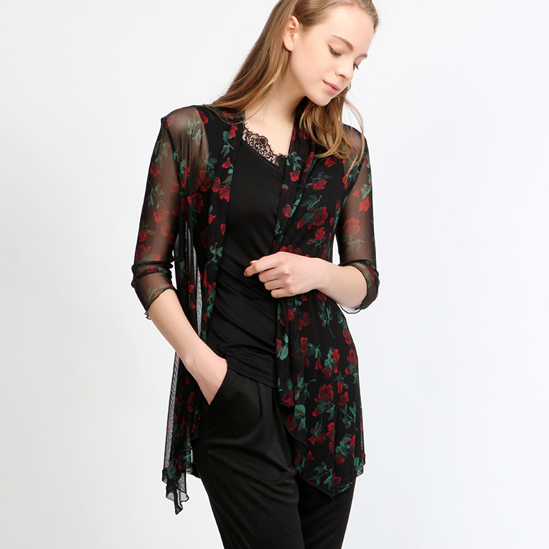 Chamie 2021 summer new real silk cardiovert cover belly external Beatshirt female summer thin style jacket air conditioning shirt thin shawl