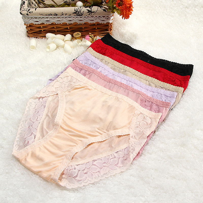 Chami 100% silk ladies underwear breifs this year red sexy lace seamless waist underwear