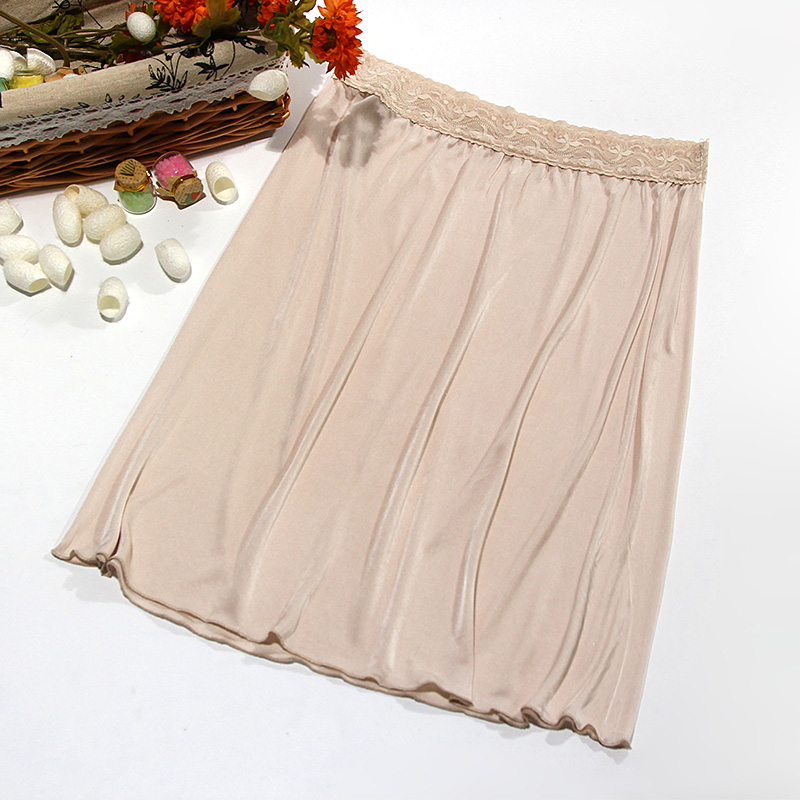 Chami spring true silk half body dress spring and summer high waist real silk beating bottom lace A character skirt half body dress short skirt