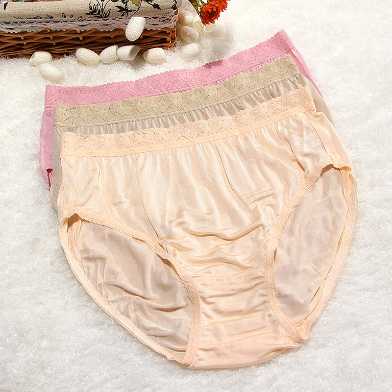 100% mulberry silk pregnant woman's underwear breathable high waist large size GFat mother's underwear Underwear Triangle Pants