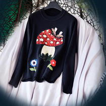 Heavy Industries Sequin Embroidered Sweater Womens Loose Knitting Mushroom Fashion Top base shirt 2020 Early Autumn