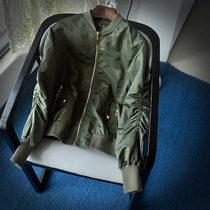 Handsome age-reducing bomber jacket Dark green thickened padded clothing Casual short autumn and winter small jacket baseball suit women
