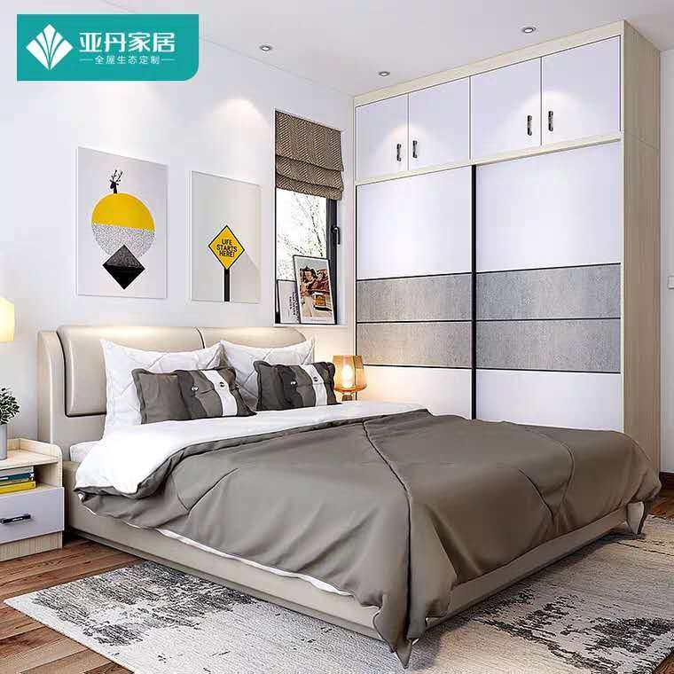Yadan Bedroom Wardrobe Customized Package (1.8m Wardrobe + Solid Wood Bed *1 + Bedside Table *1 + Mattress *1)