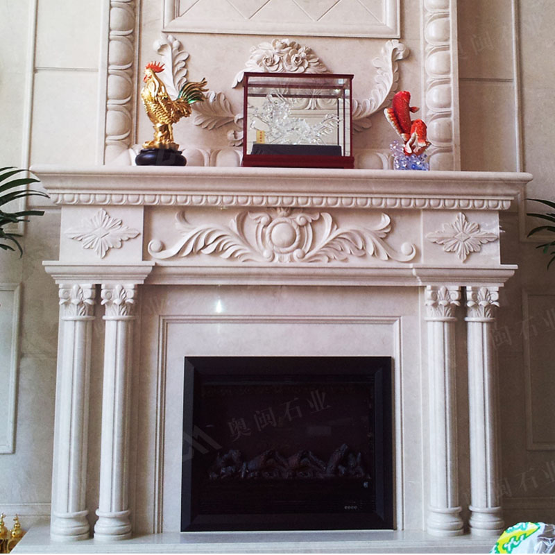 Marble fireplace American European villa Natural custom living room Household simple Nordic stone decorative cabinet