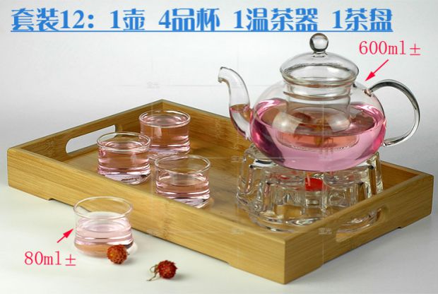 Bộ ấm trà thủy tinh chịu nhiệt Bộ ấm trà thủy tinh Bộ ấm trà hoa Bộ ấm trà Hoa quả và bộ ấm trà Kung Fu am tra
