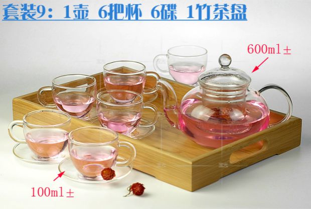 Bộ ấm trà thủy tinh chịu nhiệt Bộ ấm trà thủy tinh Bộ ấm trà hoa Bộ ấm trà Hoa quả và bộ ấm trà Kung Fu am tra