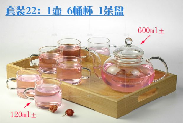 Bộ ấm trà thủy tinh chịu nhiệt Bộ ấm trà thủy tinh Bộ ấm trà hoa Bộ ấm trà Hoa quả và bộ ấm trà Kung Fu am tra