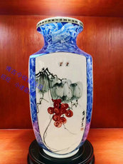 Вазы керамические 白石家传 四方泰瓶 瓷瓶珍藏瓷粉彩陶瓷花瓶瓷器摆件李日铭齐秉慧