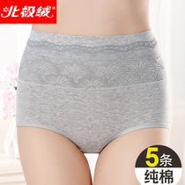 Arctic velvet high waist underwear womens pure cotton belly lace seamless womens cotton plus size middle-aged mother briefs head