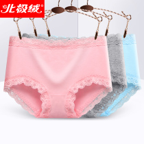 Arctic velvet underwear womens pure cotton mid-waist cotton fabric womens cotton hip lace large size womens briefs head