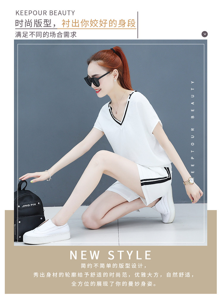 A two-piece set of loose short-sleeved, casual shorts and fashionable running wear for women in summer is trendy pic 7