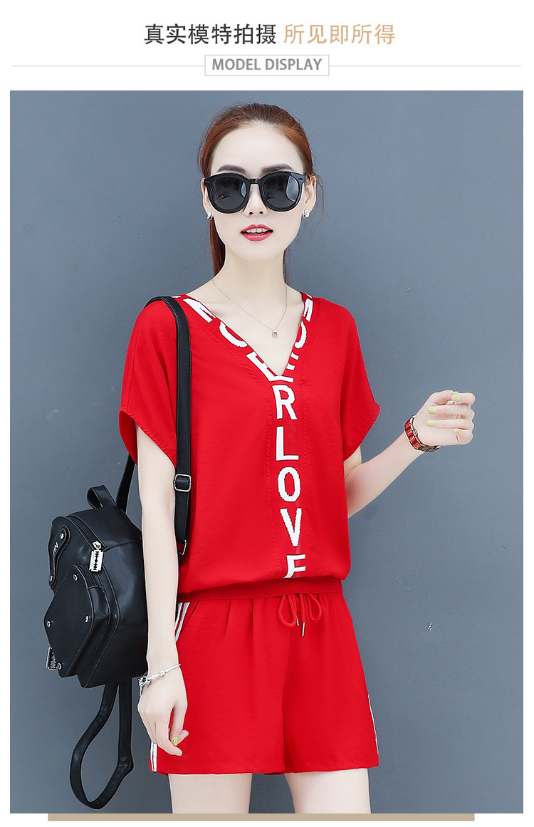 A two-piece set of loose short-sleeved, casual shorts and fashionable running wear for women in summer is trendy pic 11