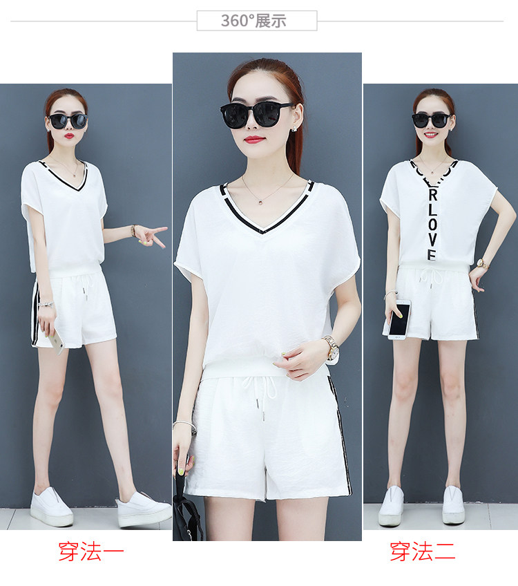 A two-piece set of loose short-sleeved, casual shorts and fashionable running wear for women in summer is trendy pic 3