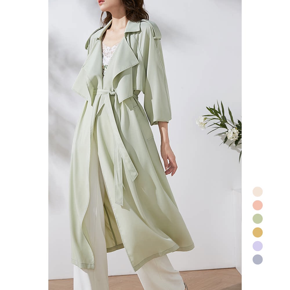 Beautiful Princess 2022 Spring Autumn New Green Medium Long Version Purple Small Child Covetfeel Monolayer Thin Wind Coat Woman Coat