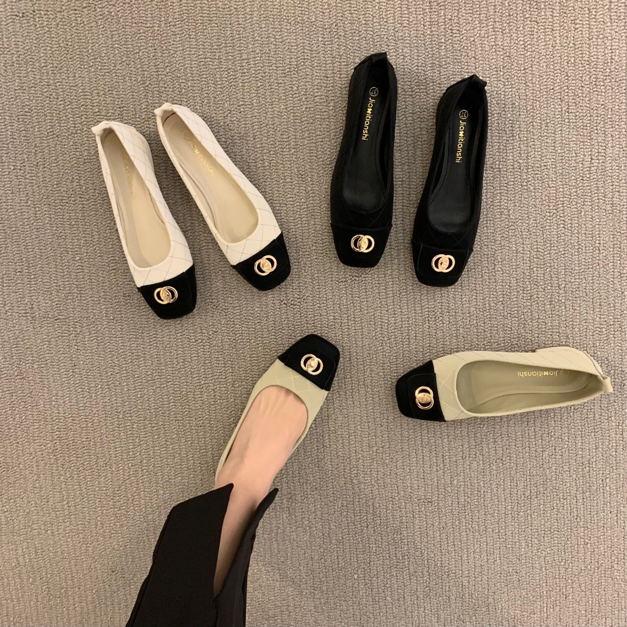 ITSK shoes women's single shoe style square head light mouth small balsamic wind low heel and commuter women's shoes