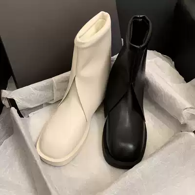 ITSK Net red pants boots women 2021 new spring and autumn single boots increased niche fried street riding boots square head short boots