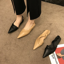 ITSK Sandals Women Fairy Wind Baotou Pointy Flat-bottom Temperament 100 Hitch Slim Rear Empty Single Shoes