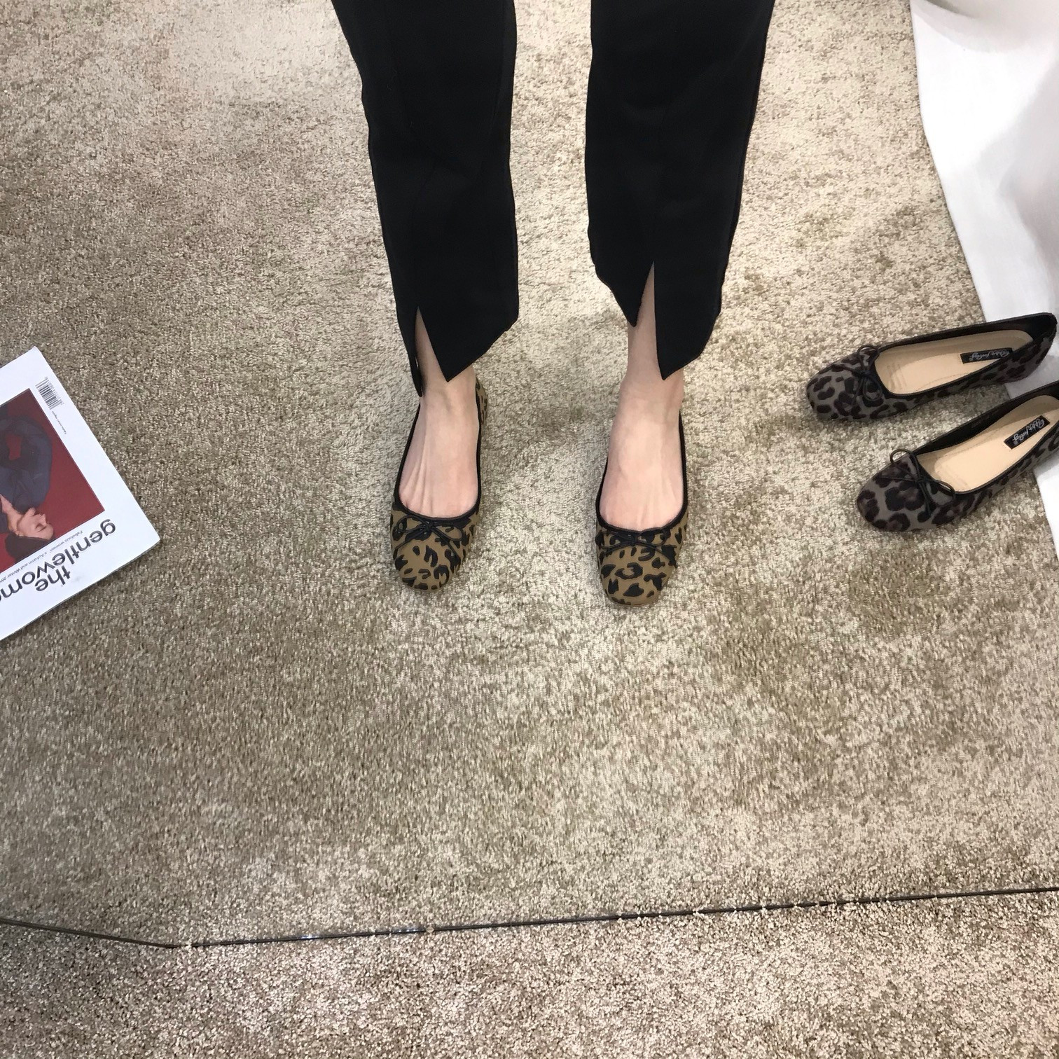 ITSK shoes women's single shoes round toe shallow mouth all-match bow BAO WEN ballet peas shoes