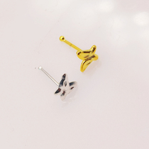 New Pint Butterfly Nose Nail Small Ear Bone Nail 925 Pure Silver Nose Nail and American Puncture Simple Ear Cartilage Nail