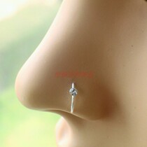 Nose ring 925 pure silver nose nail nose ring inlaid with small ear ring silver ornament small perforated personality earrings