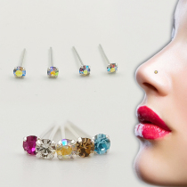 925 silver nose nail with drill ear nail small ear nail ear bone nail and American puncture perforated sexy nightclub ornament