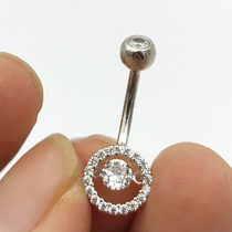 European and American Sexy 925 pure silver belly navel navel ring inlaid with puncture ornament female trend belly button