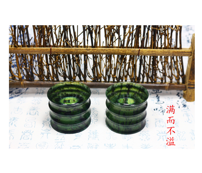 Dunhuang luminous cup Sandbar Qilian Jade Laokeng Jade Snake jade Ink Jade Emerald Green festival high-rise cup Teacup