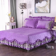 Hàn Quốc pha lê nhung khăn trải giường bông mảnh duy nhất của bông và ren bông giường váy dày giường nệm bảo vệ nắp trượt - Trang bị tấm