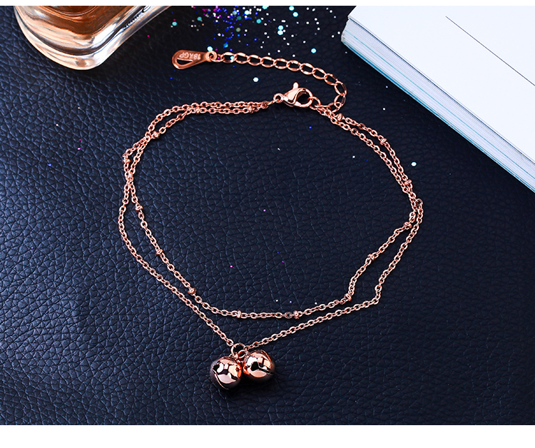 Mo Shang phiên bản Hàn Quốc mạ vàng hồng 18k đơn giản đôi vòng chân chuông nữ Nhật Bản và Hàn Quốc nhiều lớp trang sức mùa xuân vòng chân cá chép nữ