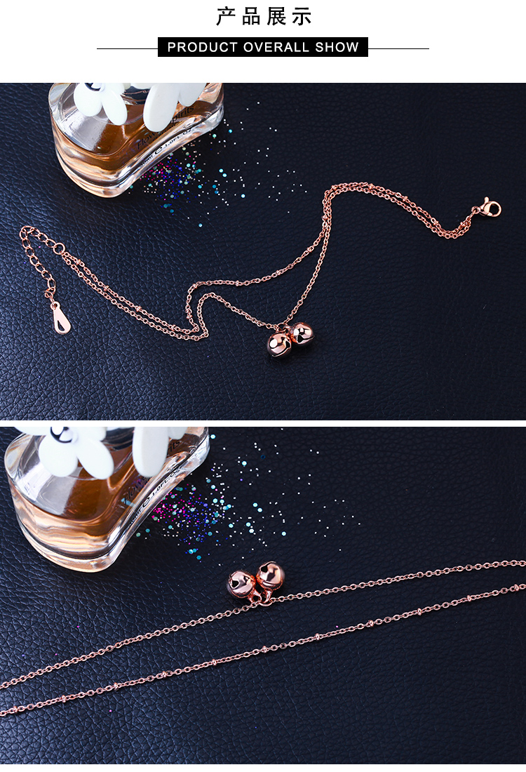 Mo Shang phiên bản Hàn Quốc mạ vàng hồng 18k đơn giản đôi vòng chân chuông nữ Nhật Bản và Hàn Quốc nhiều lớp trang sức mùa xuân vòng chân cá chép nữ