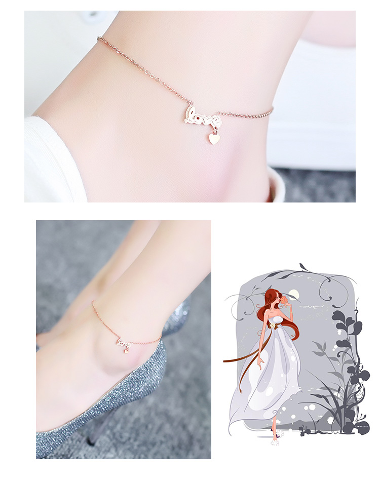 Rêu khí lạnh tình yêu tình yêu vòng chân nữ mạ vàng hồng Thời trang Hàn Quốc màu vàng phụ kiện quà tặng lắc chân chuông