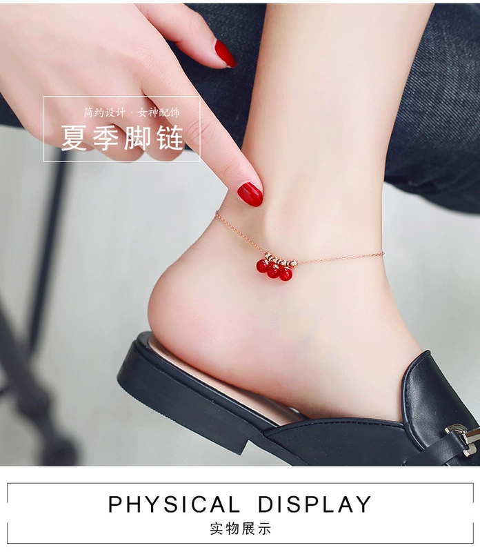 Mo Shang Hàn Quốc khí chất thời trang tua rua chuông đỏ vòng chân nữ mạ vàng hồng màu vàng trang sức quà tặng