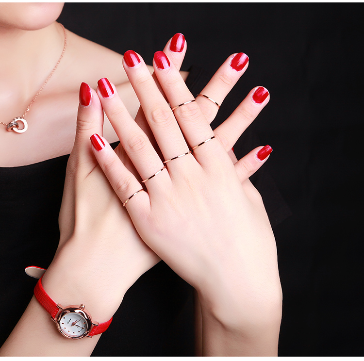 Thời trang hàn quốc mạ 18 K rose gold đơn giản glossy nhẫn nữ ngón tay trỏ đuôi vòng vài vòng trang sức chữ