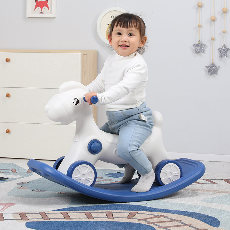 Children's toy baby rocking horse for two cars small Trojan horse baby 1-3 birthday present toddler riding