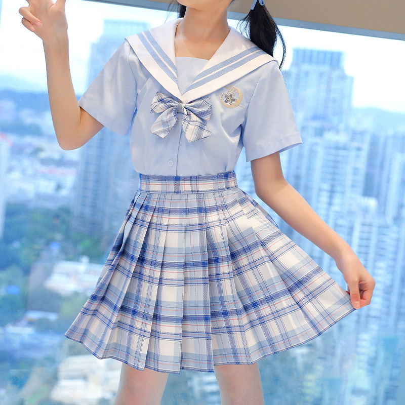 JK uniform skirt genuine sailor suit navy style children's set college style elementary school girl summer school uniform summer dress