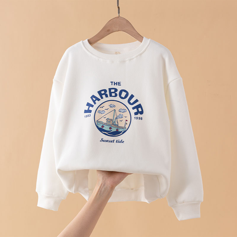 Girl Thick T-Shirt Spring Autumn 2022 New Autumn Dress Foreign Pie Children White Blouses Fashion CUHK Child Long Sleeve Autumn