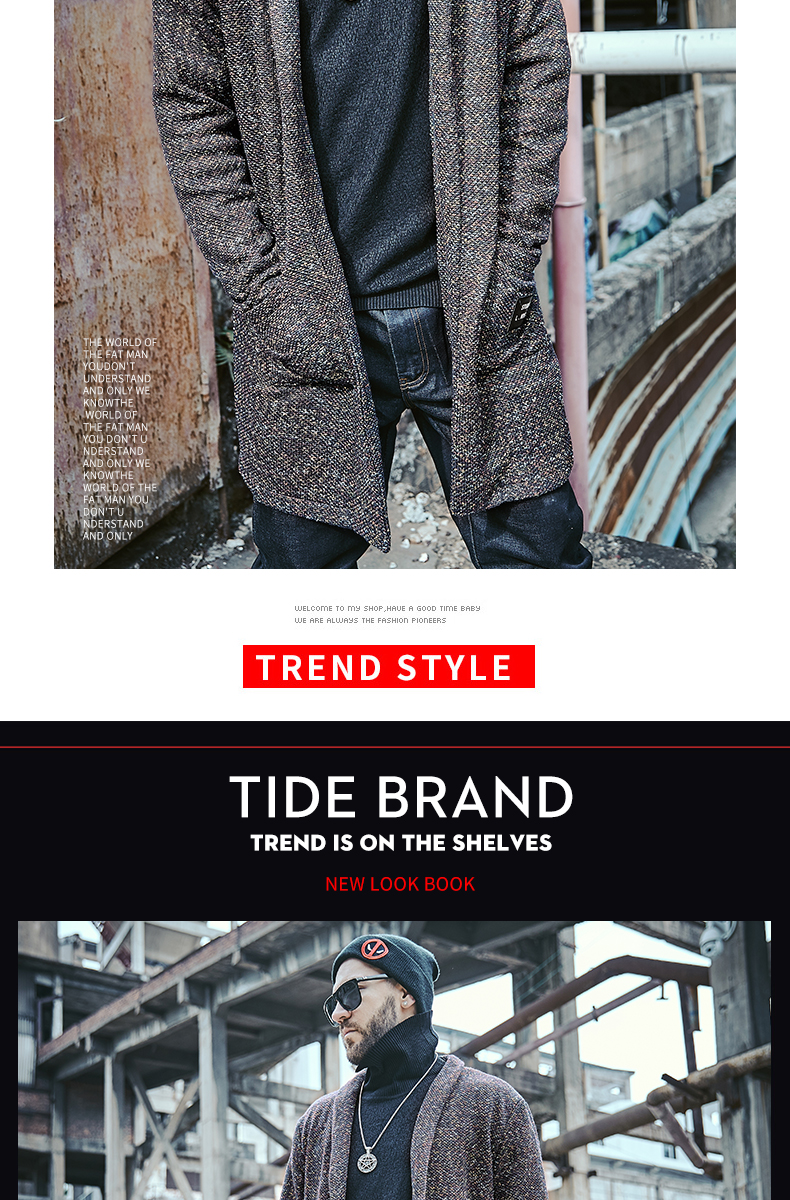 Dệt Tide thương hiệu áo len nam cỡ lớn chất béo áo len dài phần cộng với phân bón để tăng áo len nam áo khoác nam