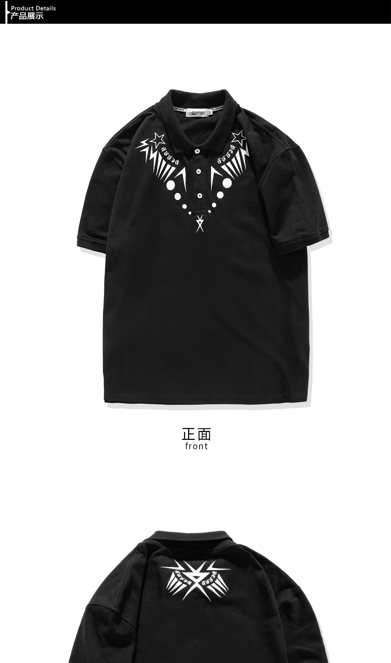 Dệt may hipster thương hiệu kích thước lớn áo polo nam in nam ngắn mỡ cộng với phân bón để tăng áo polo áo poloman