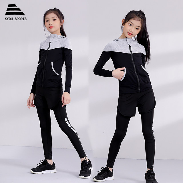 Children's running sportswear, girls' yoga suit, shaping training, quick-drying clothing, leggings, basketball dance fitness clothing